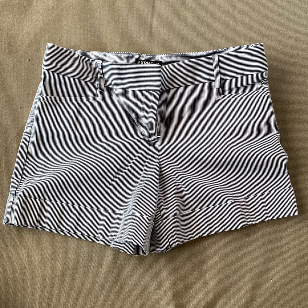 Express black and white stripe “editor” cotton shorts